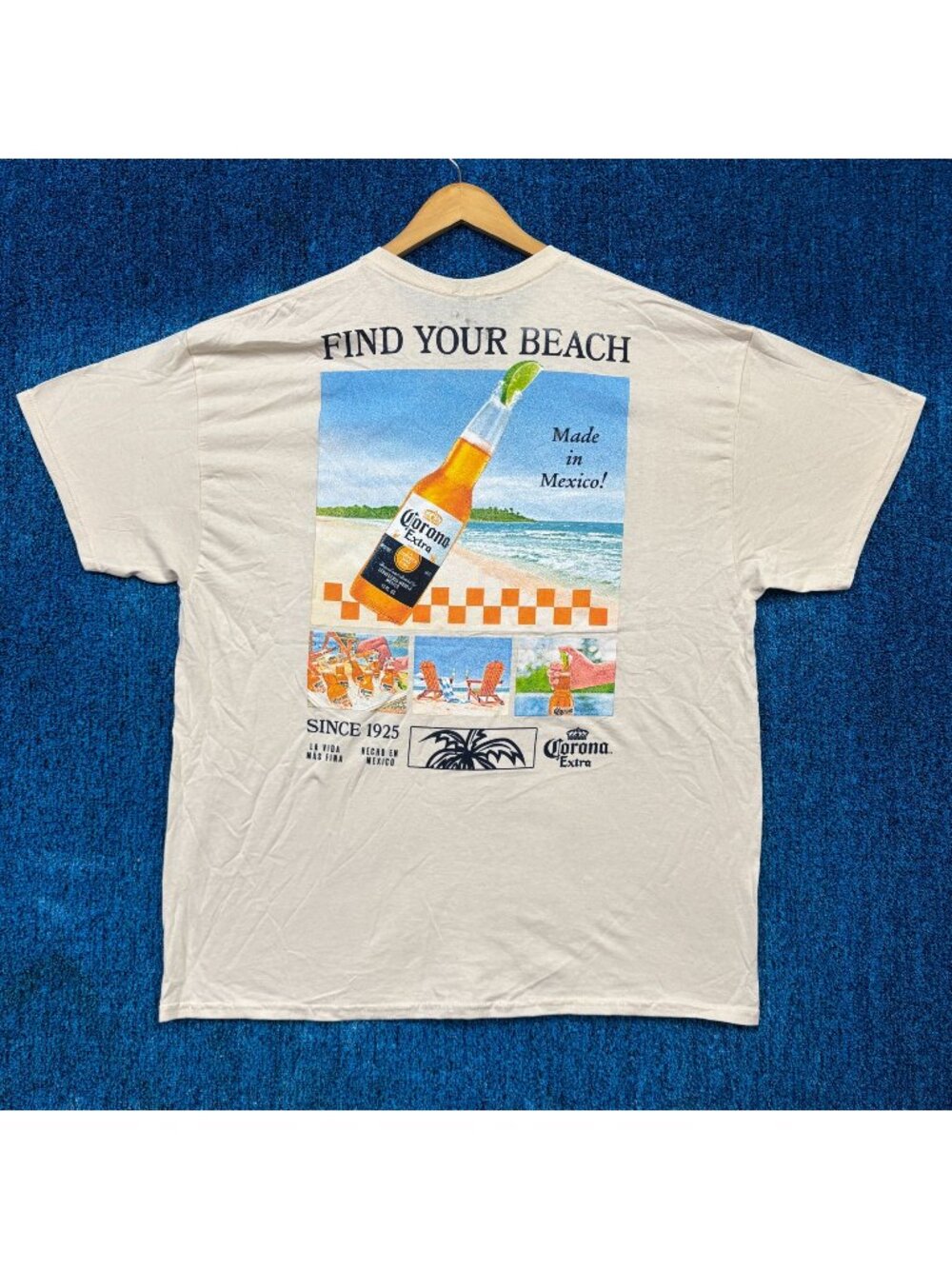 Corona Find Your Beach Beer Beige T-Shirt Size 2X